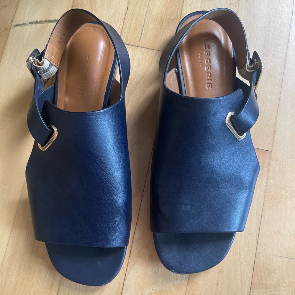 Clergerie Navy Slingback Sandals